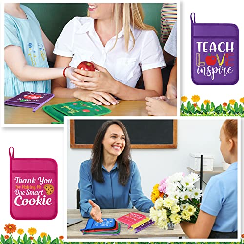 9 Pcs Teacher Pot Holders With Pockets Funny Teacher Appreciation Gifts Pot Holders Kitchen Resistant Oven Mitts Baking Cooking Pocket Potholders For End Of The Year Teacher Gifts (Teacher Style) #TOP5