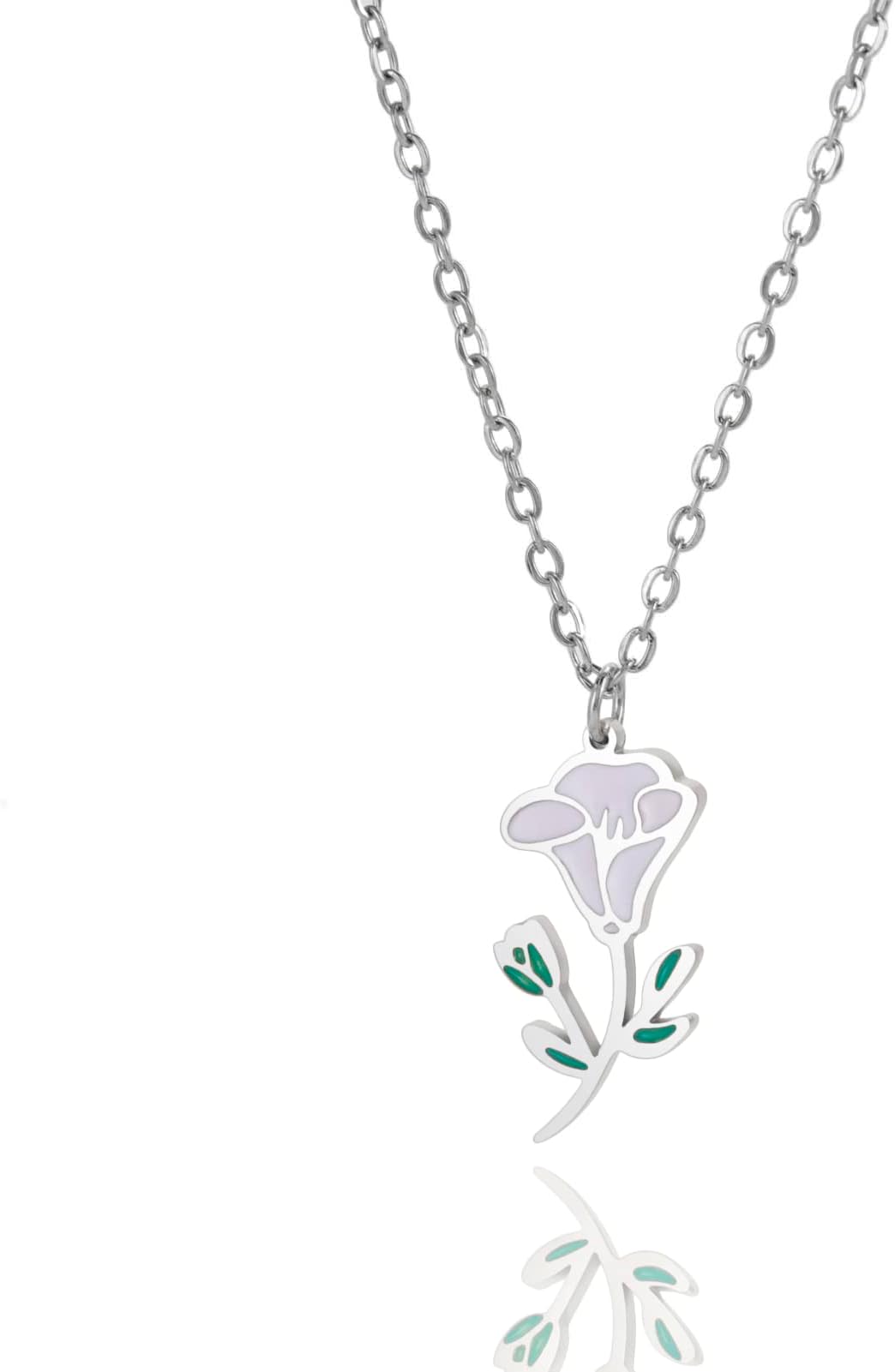 kkjoyBirth Month Flower Necklace Stainless Steel 12 Month Birthday Flower Drip Oil Pendant Necklace Best Friend Necklace Jewellery Gifts for Women Girls