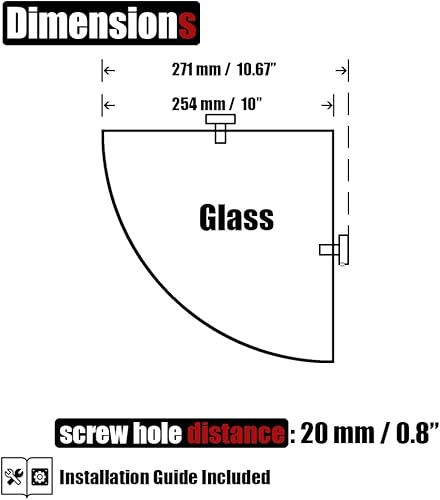Miniatura 2 de JQK TGS190L10-ORB-P2 - Estante esquinero de vidrio de bronce aceitado para baño, acero inoxidable 304, estante flotante de pared flotante de 10 x 10