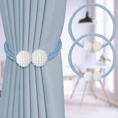 Image of 2Pack Magnetic Curtain Tiebacks, Curtain Tiebacks Buckles Holdbacks Holder Hooks Clip,Decorative Drape Handmade Curtain Tie Back(Turquoise)