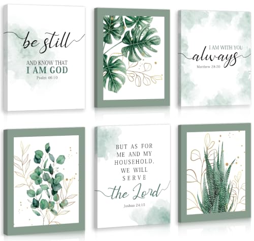 Image of CHDITB Botanical Bible Verse Framed Wall Art, Christian Scripture Decor | Eucalyptus Scripture Posters, Boho Green Plant Biblical Quotes Canvas Prints, Religious Wall Art for Bedroom Church 8 inchX10 inch
