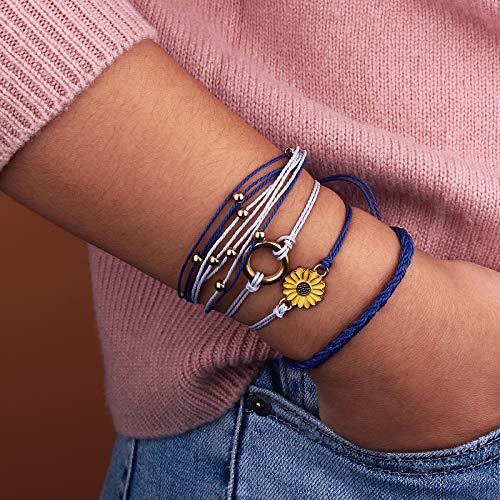 Image of Stackable Sunflower String Bracelets Cute Boho Braided Summer Beach Jewelry