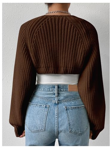 Image of GORGLITTER Women's Open Front Cardigan Sweater Trendy Dressy Cute Long Sleeve Bolero Shrug Fall Knit Short Cardigan