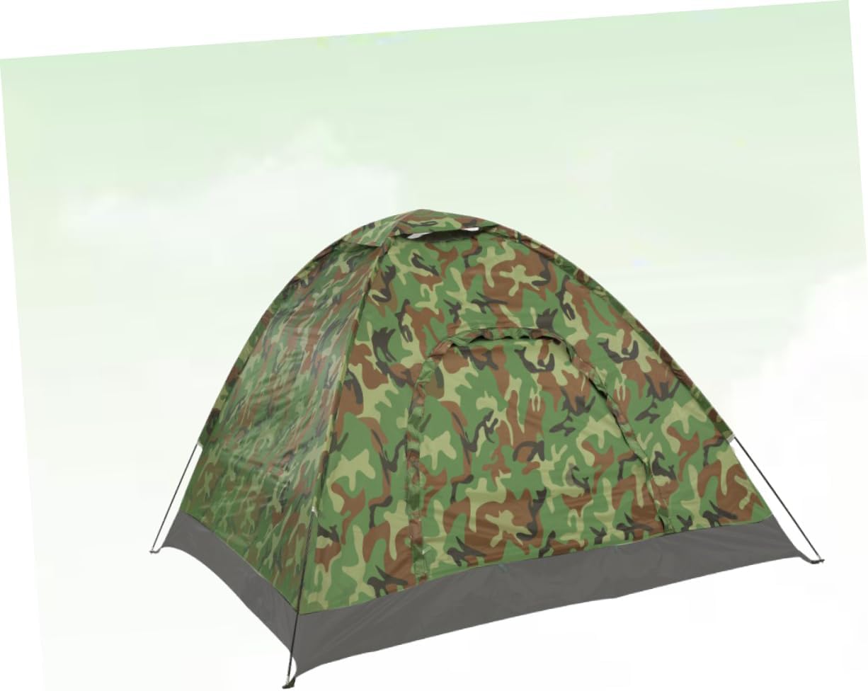 Single Layer Camouflage Tent Waterproof Lightweight Outdoor Camping Tent for One Person Instant Setup Random Color for Hiking and Travel