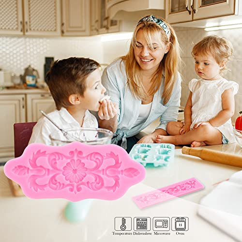 Zixiang Baroque Style Curlicues Scroll Lace Silicone Fondant Molds Relief Flower Mold Filigree Mold For Sugar Cake Decorating Polymer Clay Candy Chocolate Gum Paste Set Of 5 - Image 6