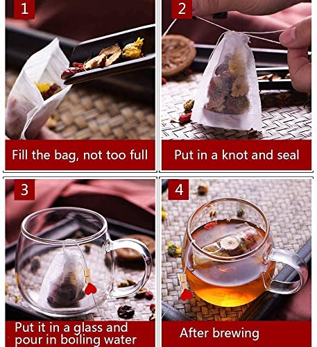 Tea Filter Bags With Free Tea Spoon, Safe & Natural Material, Disposable Tea Infuser For Loose Leaf Tea, Coffee, Spice, Herbs (300 Pcs) #TOP2