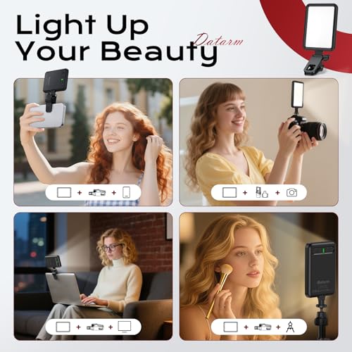 Image of Rechargeable Soft Selfie Light for Phone, Camera, Laptop, 4-14H Battery Portable LED Light for Pictures, Phone Light Clip for Selfie, Vlog, TikTok, Makeup, Video Conference Black