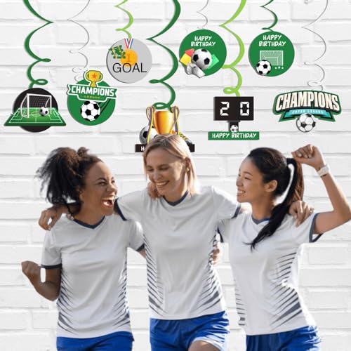 Image of Festiko Set of 16 Pcs Football Theme Happy Birthday Swirls With Cutouts, Football Theme Decorations, Birthday Decoration Items