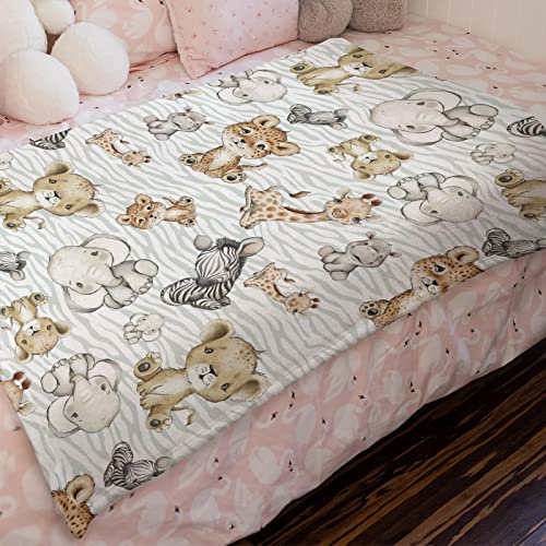 Hawskgfub Baby Toddler Boy Girl Safari Jungle Animals Blanket, Nursery Elephant Giraffe Zebra Lion Flannel Fleece Swaddling Blankets, Soft Lightweight Newborn Baby Shower Bed Kids Bedding Decor 30X40 #TOP3