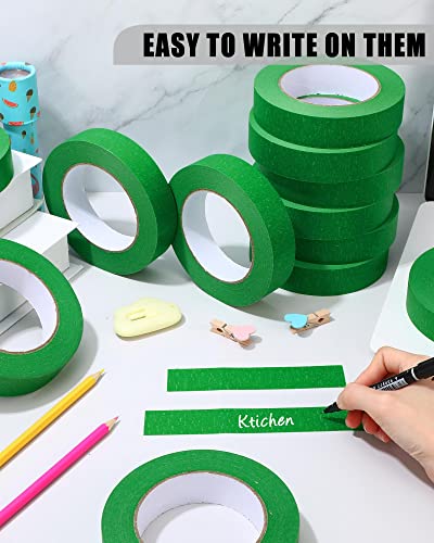 Image of Fainne 20 Pcs Green Painters Masking Tape Bulk 1 Inch x 55 Yard, General Purpose Paint Band Removable Adhesive Tape Multi Surface Roll for Painting Labeling School Supplies