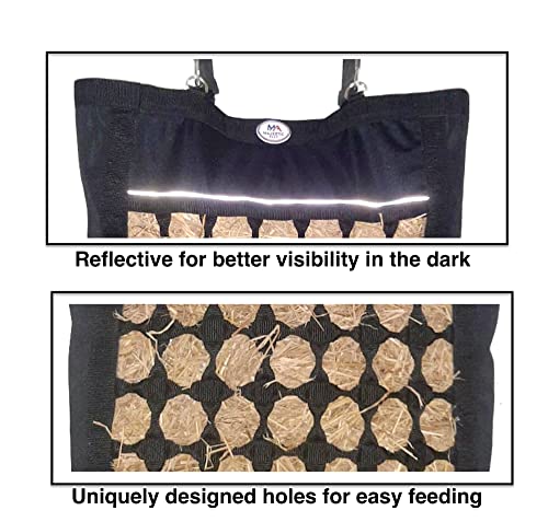 Majestic Ally Nylon Reflective 2.5" Octagon Hole Slow Feed Hay Bag for Horses Adjustable Travel Feeder for Trailer Stall - Image 4