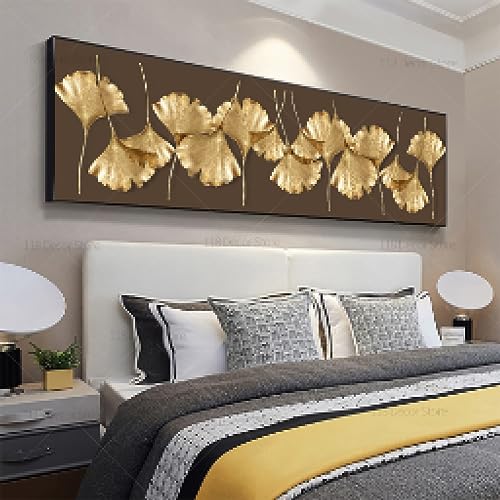 Peinture sur le mur art nordique ginkgo pour habiller les grands espaces vides sans cadre