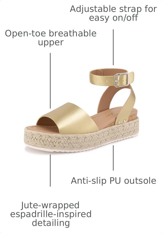 Image of Athlefit Women's Espadrille Platform Wedge Sandals | Adjustable Ankle Strap Buckle,Comfortable Open Toe Flatform,Summer Casual Daily Wear for All-Day
