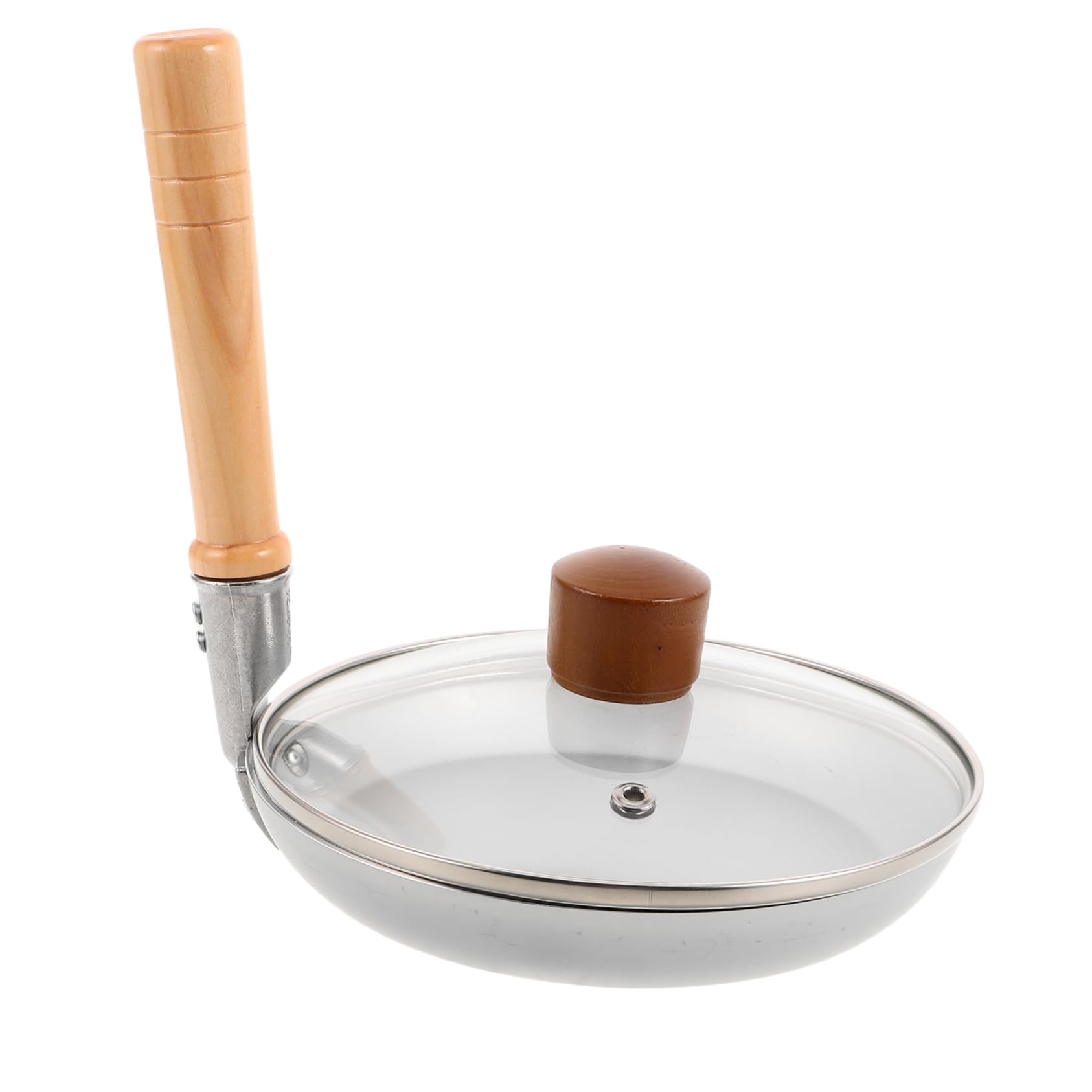 PRETYZOOM Padella Giapponese Mini Antiaderente con Coperchio, Manico in Legno e Vetro Temperato, per Tamagoyaki e Oyakodon in Cucine Piccole