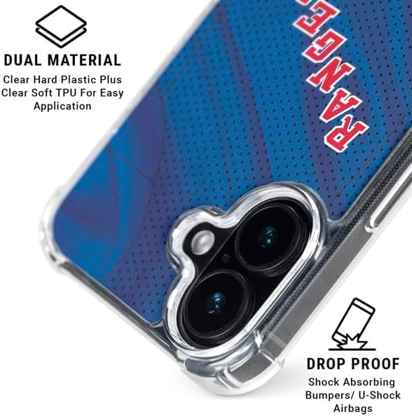Skinit Clear Phone Case Compatible with iPhone 16 - Officially Licensed NHL New York Rangers Home Jersey Design