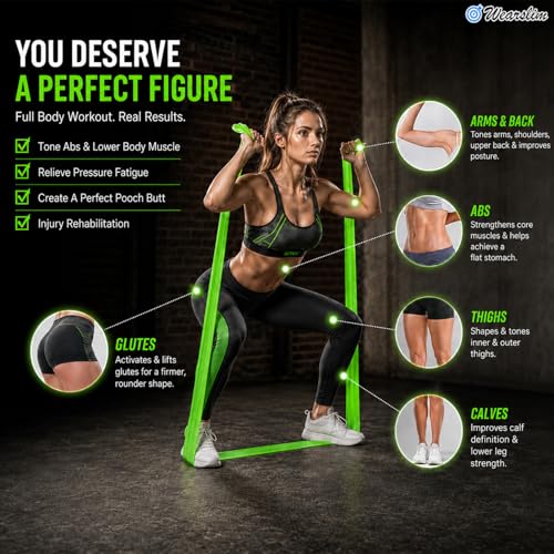 Image of Wearslim Natural Rubber Professional Resistance Loop Bands For Legs And Butt|Elastic Exercise Band Set For Women|Best Resistant Workout Loops For Booty,Glute,Leg&Thigh Exercising (1.5 Meter Green)