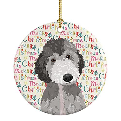 Caroline's Treasures Doodle Silver #1 Christmas Ceramic Ornament Christmas Tree Hanging Decorations for Home Christmas Holiday, Party, Gift, 3 in, Multicolor