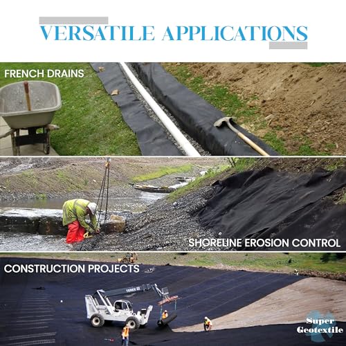 Super Geotextile 4, 6, 8 oz Non Woven Fabric for Landscaping, French Drains, Underlayment, Erosion Control, Construction Projects - 4 ozs (3x100) by Super Geotextile - Image 3