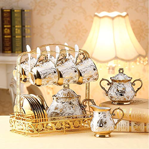 Conjunto de xícaras de café europeu, decalque dourado, parrten, conjunto de chá de porcelana britâni