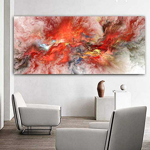 Pintura abstracta naranja nube paisaje lienzo cuadro arte de pared para sala de estar póster impreso decoración del hogar 55x110cm sin marco Cover