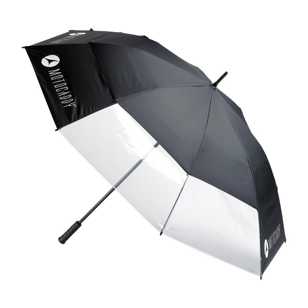 Motocaddy Clearview Golf Umbrella for Push Cart, 38.5" Extended Length, Clear Panel, Waterproof Windproof Canopy, Tall Golf Cart Umbrella for Trolley Holders, Black