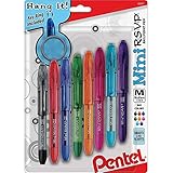 RSVP Mini Ballpoint Pen, (1.0mm) Medium Line, Assorted Ink (A/B/C/D/F/P/S/V) w/Key Ring, 8-Pk (BK91MNBP8M)
