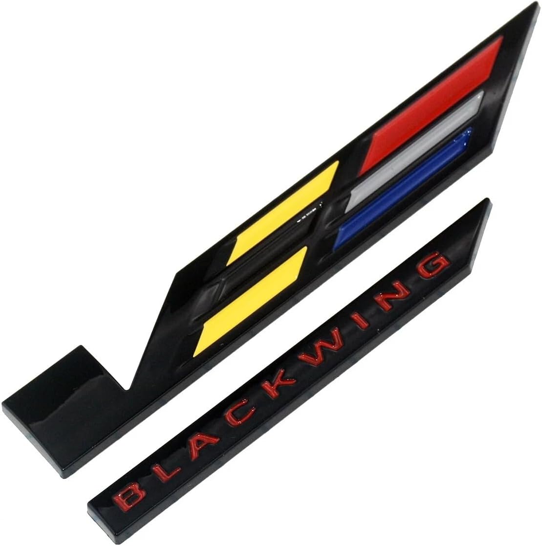 3Pcs V-Blackwing Emblems 3D Badge Nameplate Sticker V Black Wing Logo Replacement for 20-25 V-Series Truck Car 86596092 (Black/Yellow/Red)