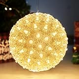 Brightown 6' Christmas Lighted Sphere Balls, 100 LED Warm White Starlight Ball - Plug-in Waterproof Outdoor & Indoor Christmas Holiday Decoration