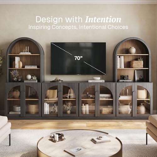 Image of BELLEZE Bijou 126 inch Wall Unit 6-Piece Modular TV Stand - Ebony