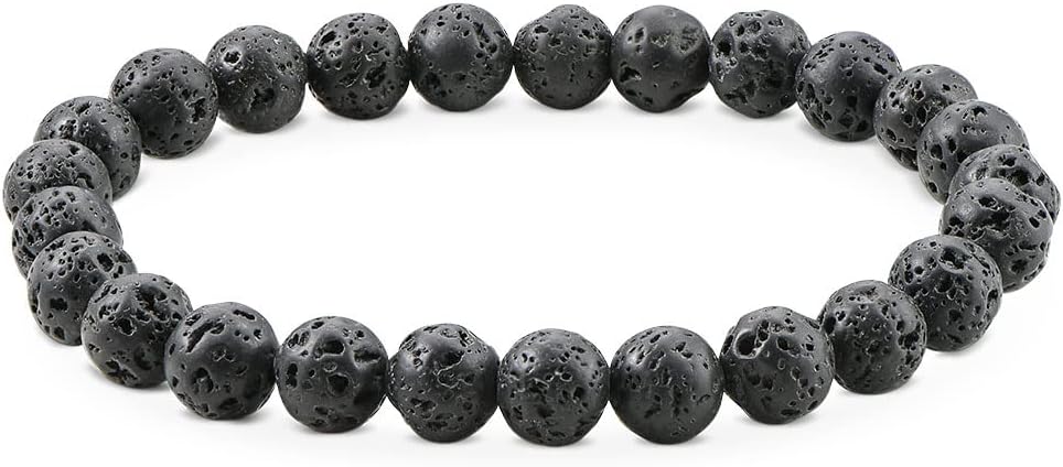 MyNameNecklace MYKA - Personalized Lava Stone Beaded Bracelet for Men Customized Jewelry for Him, Father, Boyfriend - Gift for Father's Day, Birthday