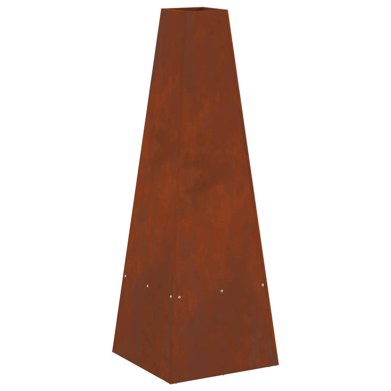 Brasero de acero resistente al agua, color marrón, 35 x 35 x 100 cm, para exteriores, para hasta 4 personas, para jardín, terraza, balcón, calor y llama