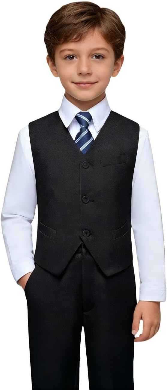 Visaccy Boys Formal Suit Slim Fit Dress Clothes Ring Bearer Outfit Tuxedo Suits,Adjustable Waist