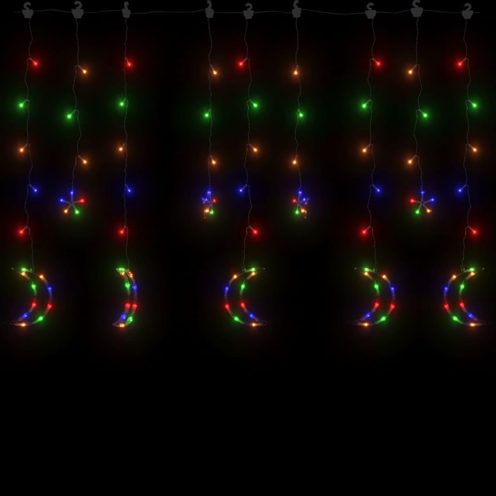 Star and Moon - Guirnalda de luces con mando a distancia, 138 LED, multicolor