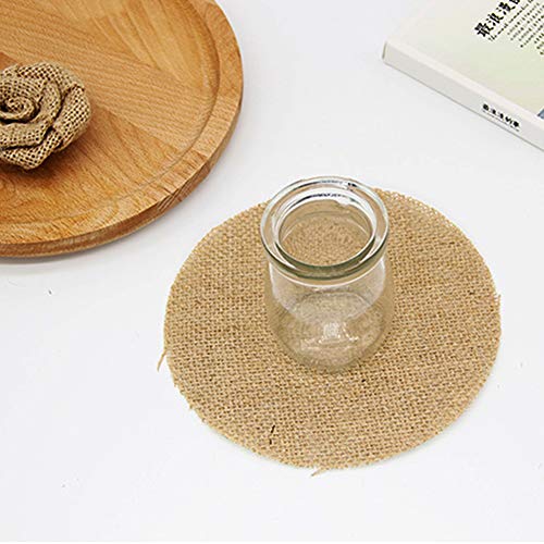 Luzen 12Pcs Rustic Burlap Linen Doilies Mat Round Placemats Cup Mat Coaster Table Decorations For Wedding Holiday Home Party Dining Table thumb #5
