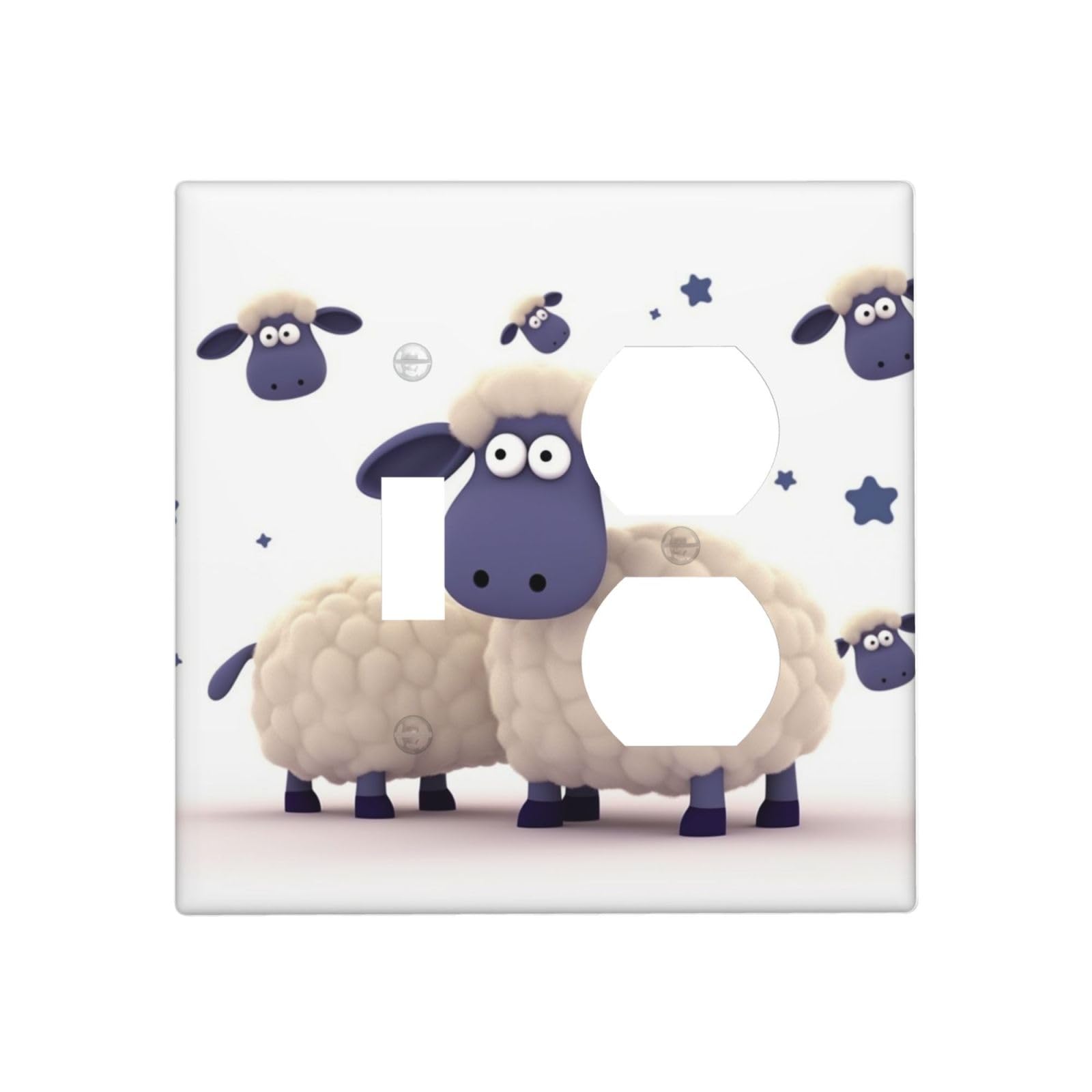 Decorator Wall Plate 2 Gang Light Switch Covers Sheep Wallplate Double Toggle Switch Plate Mid-size Electrical Outlet Covers Decorative Wall Switch Plate Cover