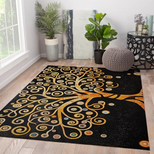 Tapis motif tourbillon mignon noir idéal pour sécuriser vos sols