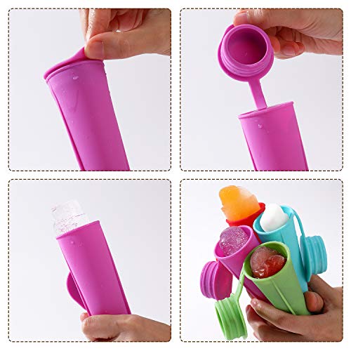 2020 New Silicone Ice Pop Molds set of 8, Durable Reusable Ice Cream Maker Molds Multicolored Popsicle Molds with Attached Lids bigger size