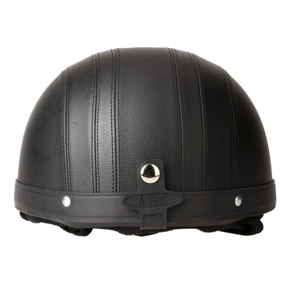 HUIOP Casques de Trottinette,Moto Scooter Open Face Demi Casque de Cuir avec visière UV Lunettes Retro Vintage Style 54-60cm