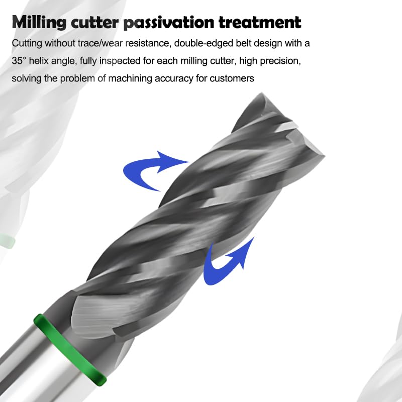 Image of Carbide Square EndMill HRC50 Double Edge 4 Flute AlTiN Coating Tungsten Steel Color-Ring Milling Cutter for Metal Steel