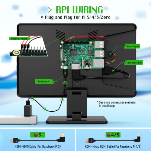 Image of KOGODA 10.1-inch Small Monitor with Touchscreen for Raspberry Pi, Portable Mini Computer Monitor, 5-Points Capacitive Touch 1024 x 600 IPS LCD HDMI Display for Mac mini PC Gaming Console