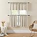 MitoVilla Boho Kitchen Curtains 24 Inch Length, 2 Panels Farmhouse Cafe Curtains Short Tier Small Cotton Linen Striped Curtain for RV Bathroom Sink Cabinet Half Door Bay Windows, Taupe