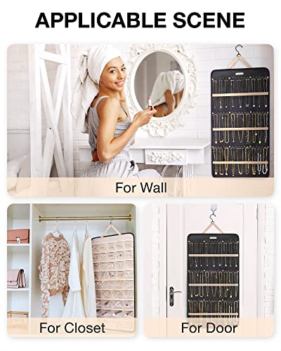Image of BAGSMART Hanging Jewelry Organizer Necklace /Earring /Ring 2-Sided XL Black