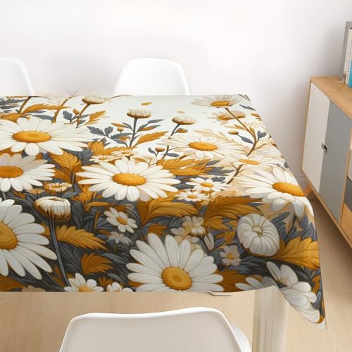 Nappe polyester chrysanthème anti tache pour table facile d'entretien