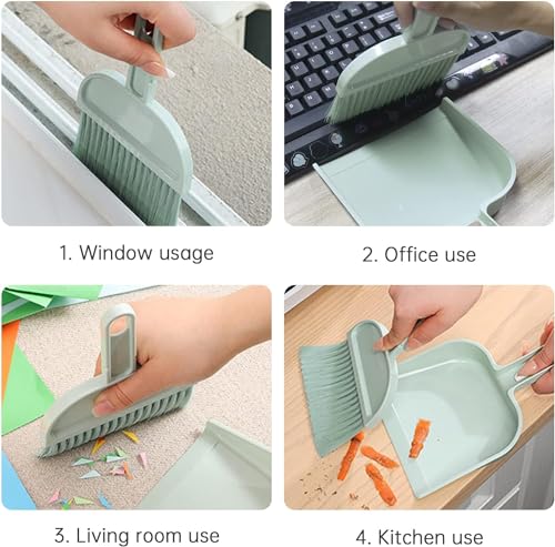 DMJJSD Mini Besen Tischfeger Schaufel Und Besen Set Kehrschaufel Und Besen Set Tischbesen Besen und Kehrschaufel Set Mini Kehrblech und Handfeger Besen für Haus, Büro, Schule und Haustier Reinigung – Bild 5