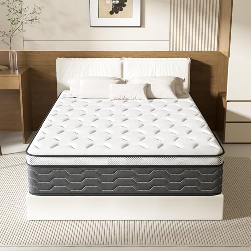 TEENO Matelas 160x200 cm Ressorts Ensaches, épaisseur de 30CM - Matelas à Ressorts ensachés et à mémoire de...