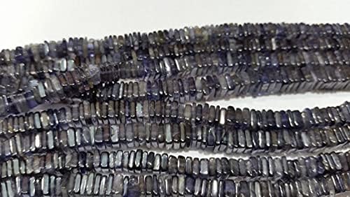 Iolite flat square perles naturelles bleu violet pour bijoux symboliques - 3