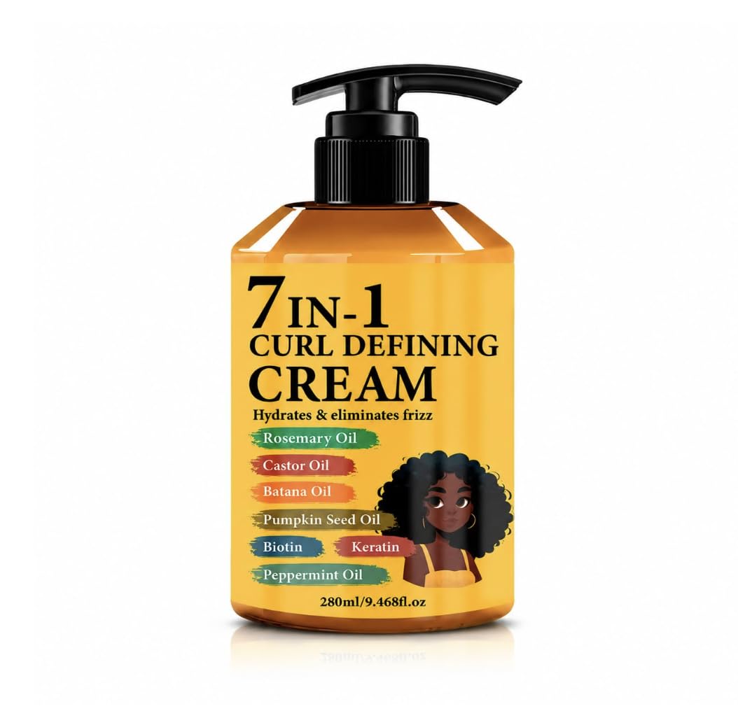 7-in-1 Curl Defining Hair Cream with Rosemary Castor Batana Oils Biotin & Keratin | Moisturizing Leave-In Anti-Frizz Styling Cream for Curly Hair (1)-image-46