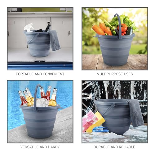 SIMPLEMADE Collapsible Bucket Cleaning Set - Includes 2 Foldable Buckets, Spray Bottle, Rag, Scrubbing Brush and Sponge - Holds Up to 10 liters, Easy Storage, All-Purpose Cleaning Solution by SIMPLEMADE - Image 5