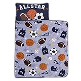 NoJo Everything Kids Sports Gray, Navy, Orange, and Brown Allstar Toddler Nap Mat
