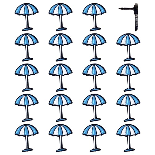Image of Beach Umbrella Push Pins - Beach Umbrella Map Pins - for Cork Board, Maps, or Lapel Pin Use - Designed in USA - Set of 20